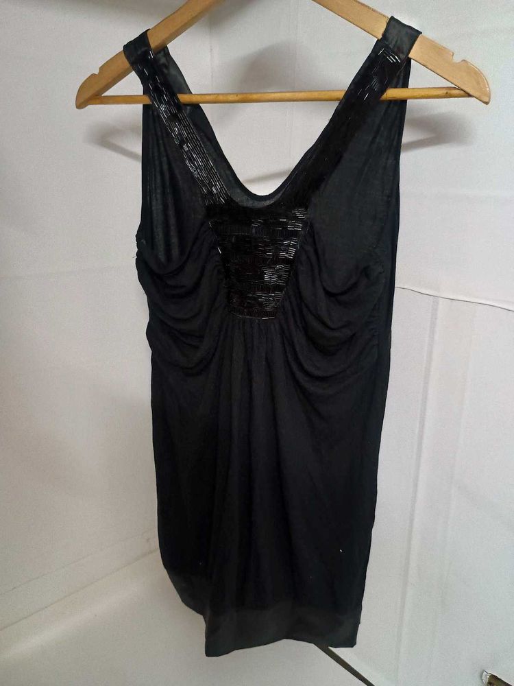 Black Embellished Sleeveless Top