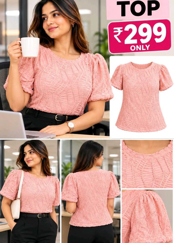 Chic Puff Sleeve Textured Top Size M-L 34"-38"