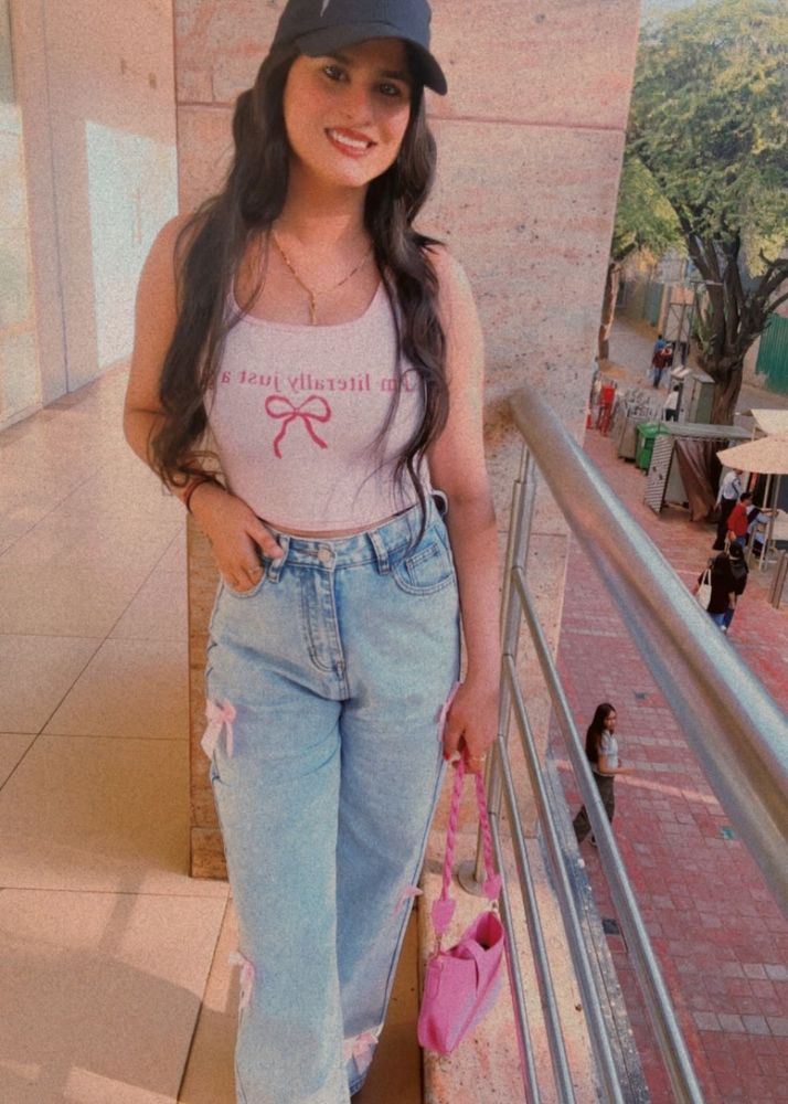 Cute Light Wash Jeans with Ribbon Detail