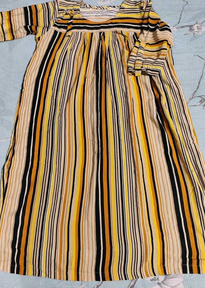 Striped rayon Kurta Dress
