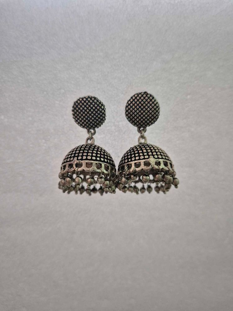 Customized Jhumka Earrings-Oxidized Silver-Unused