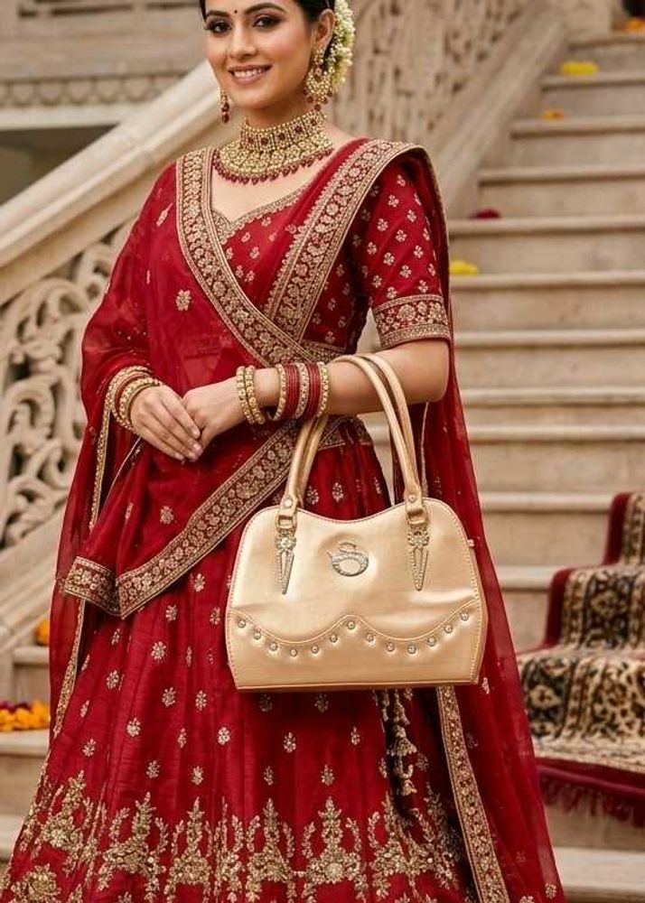 Elegant Gold Handbag with Swan Detail