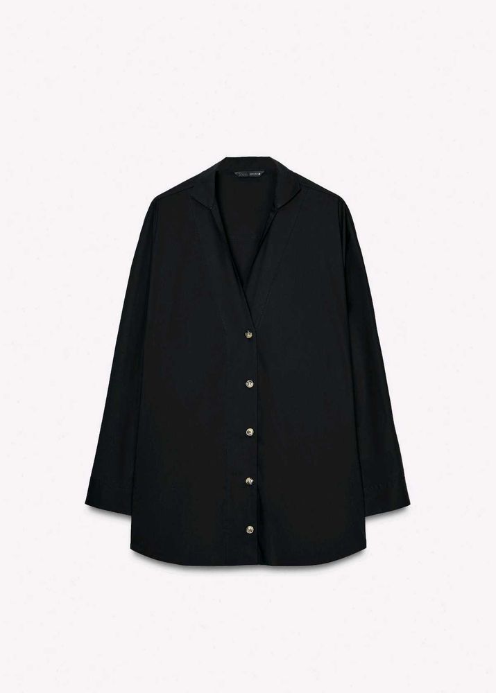 Chic Black Button-Up Shirt satin Zara