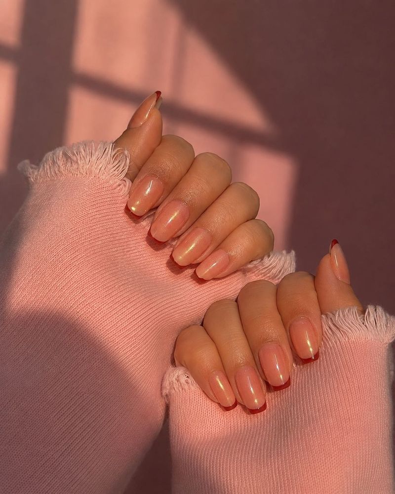 Shimmery French Tip Nails small size available now