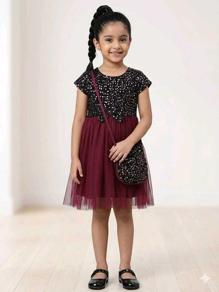 Girls Sequin Party Dress with Bag