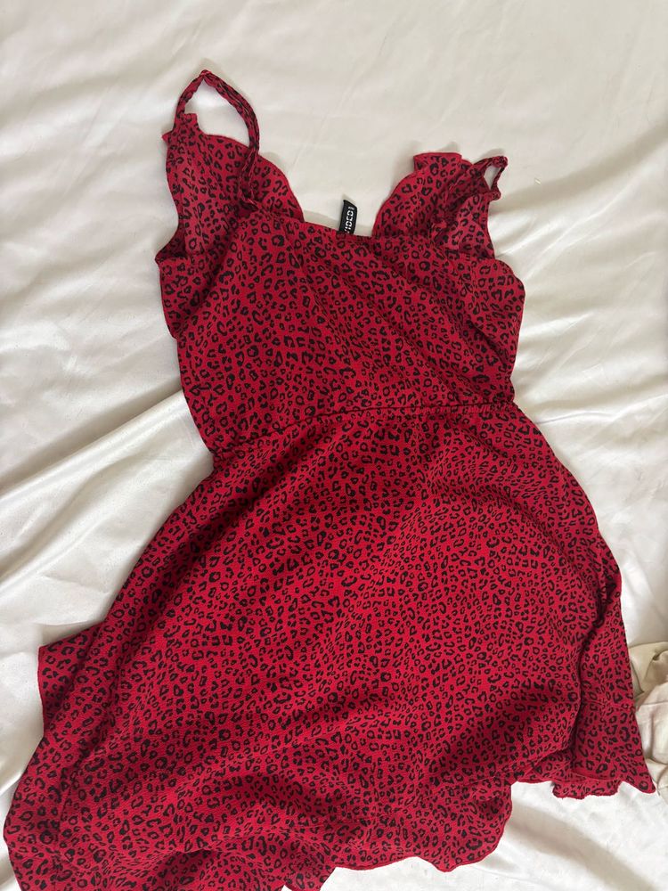 Red Leopard Print Mini Dress