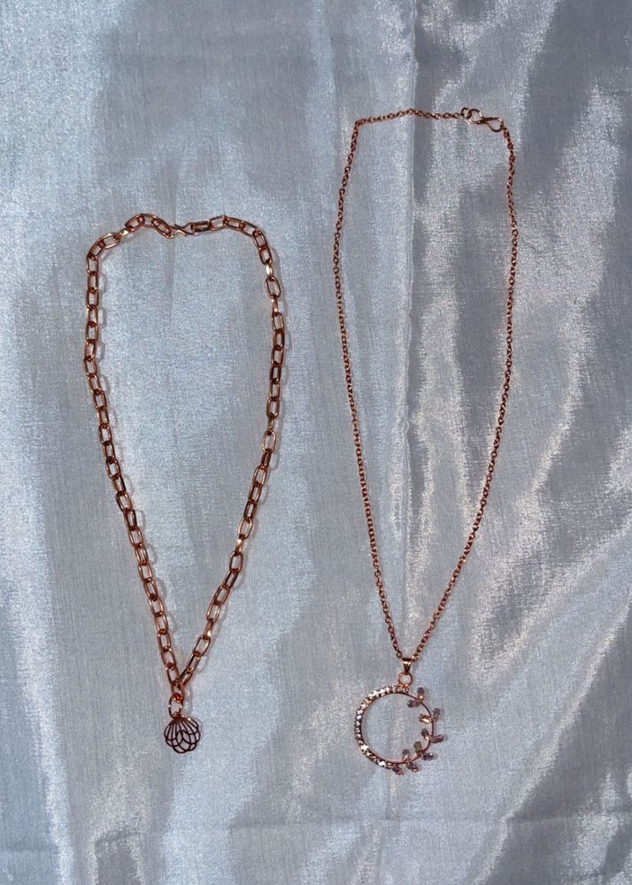 Rose Gold Tone Neck Chains With Pendant