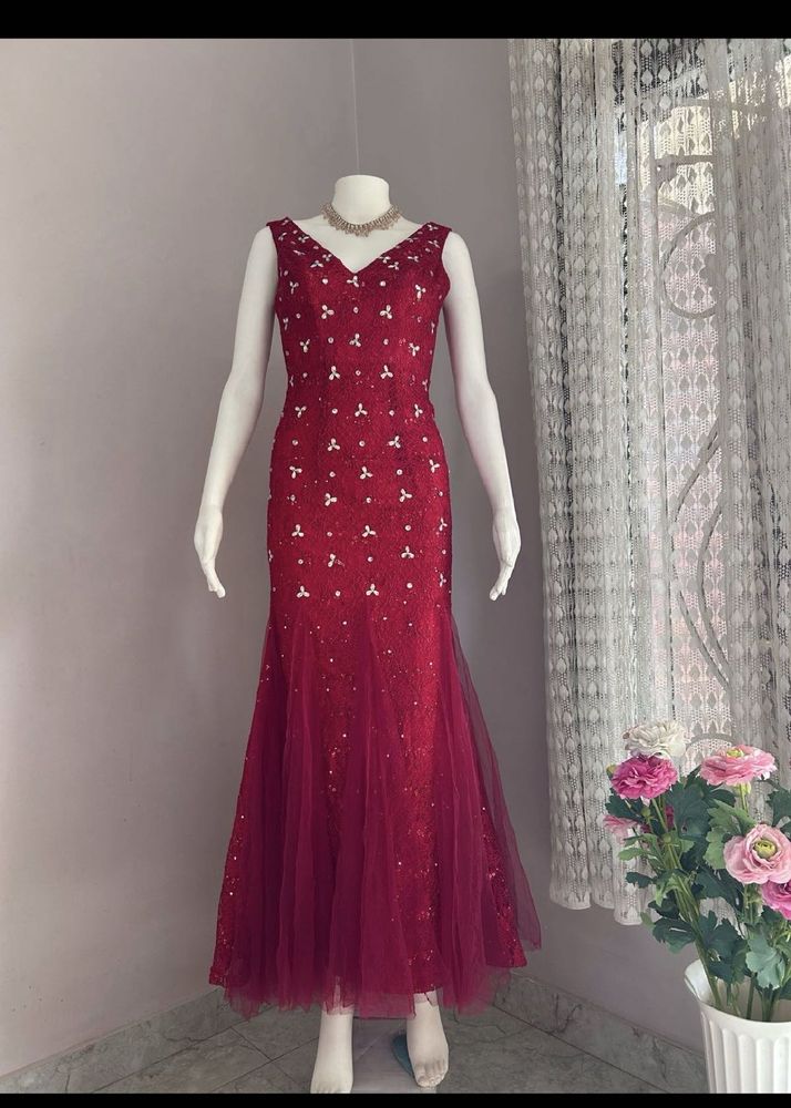 Red Sequined  Gown