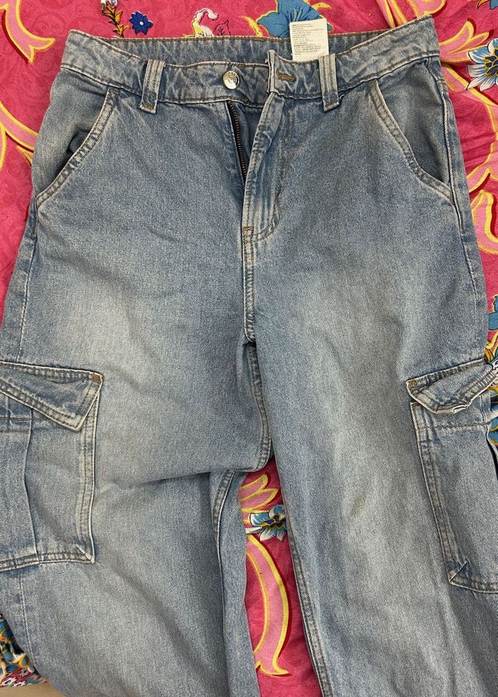 Light Wash Cargo Jeans