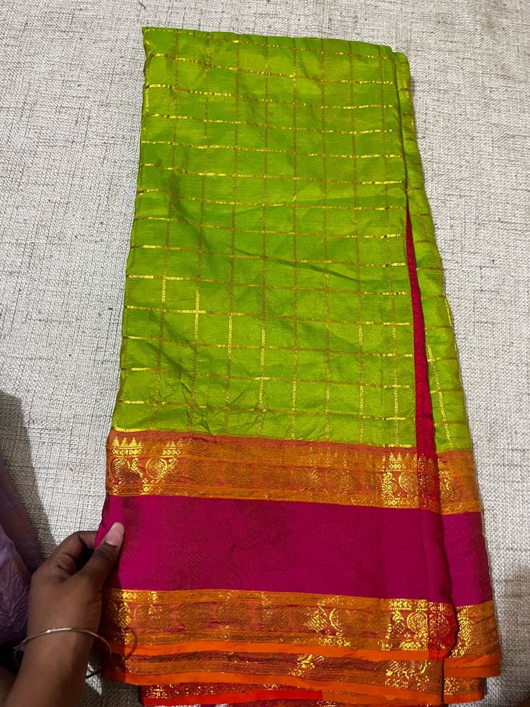 Elegant Green &amp; Pink Ethnic Saree