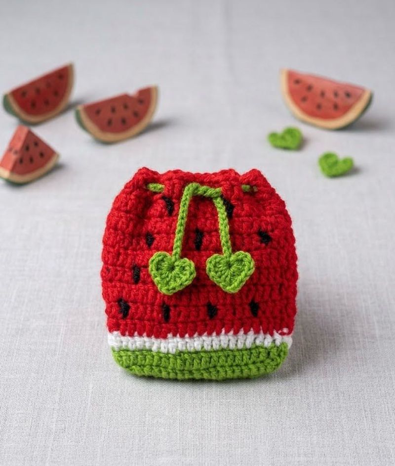 Cute Watermelon Crocheted Pouch