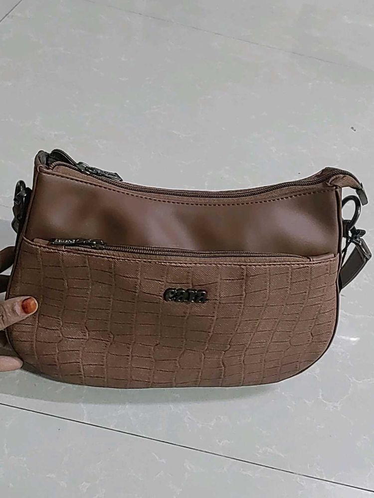 Stylish Brown Croc Embossed Hobo Bag