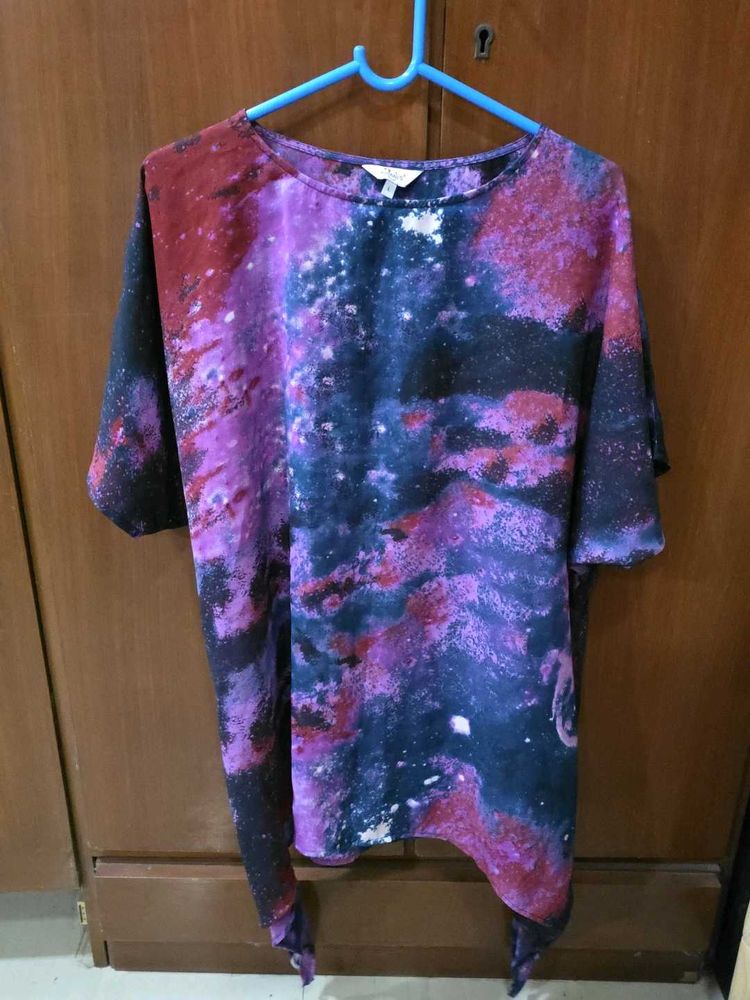Galaxy Print Asymmetrical Top
