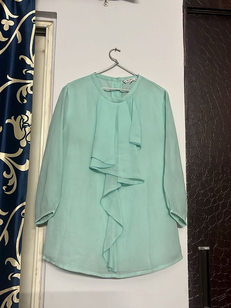 Mint Green Ruffle top