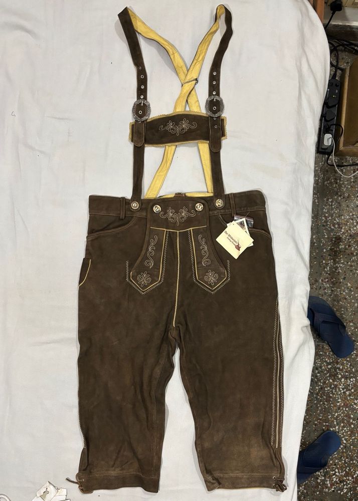 Men's Brown Lederhosen with Suspenders