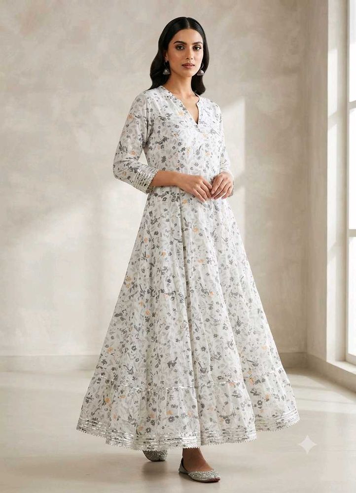 Elegant Floral Print Anarkali Gown
