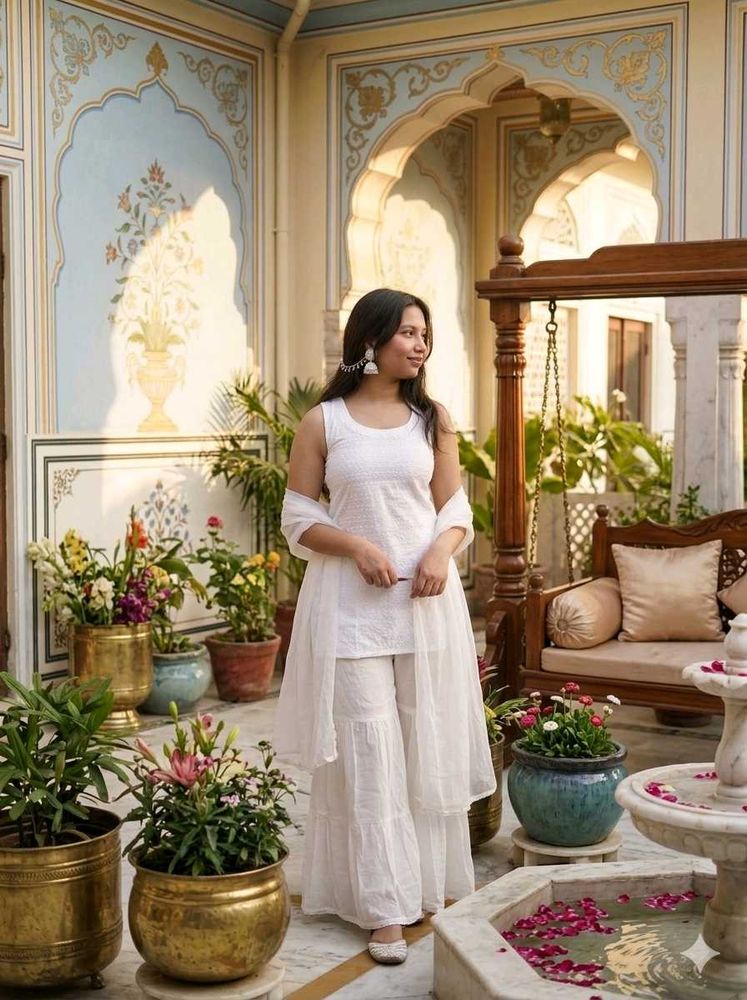 🎀White Chikankari Kurta(CUSTOMIZABLE)