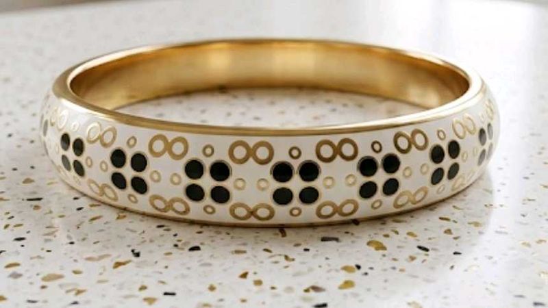 Elegant Gold &amp; White Patterned Bangle (Any 1)