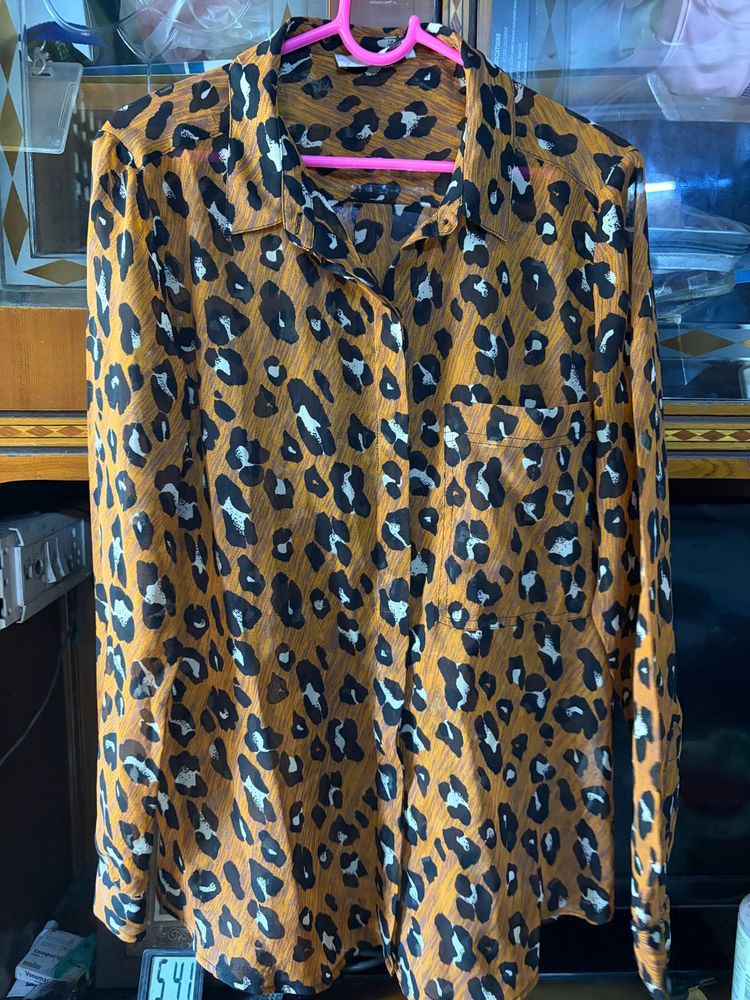 Leopard Print Button-Up Shirt