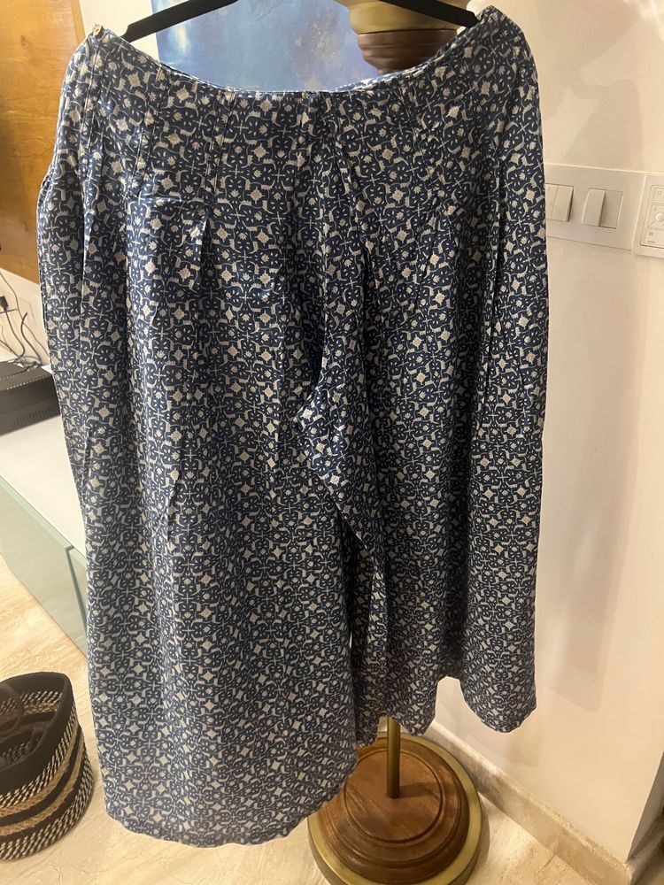 Blue Block print Palazzo With pocket