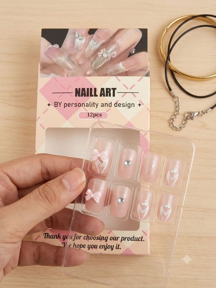 🧜‍♀️✨ PINK SILVER MERMAID PRESS-ON NAILS