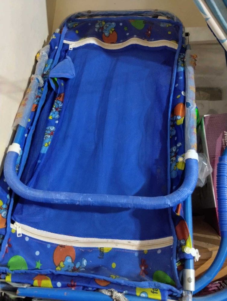 Blue Baby Rocker with Fun Print