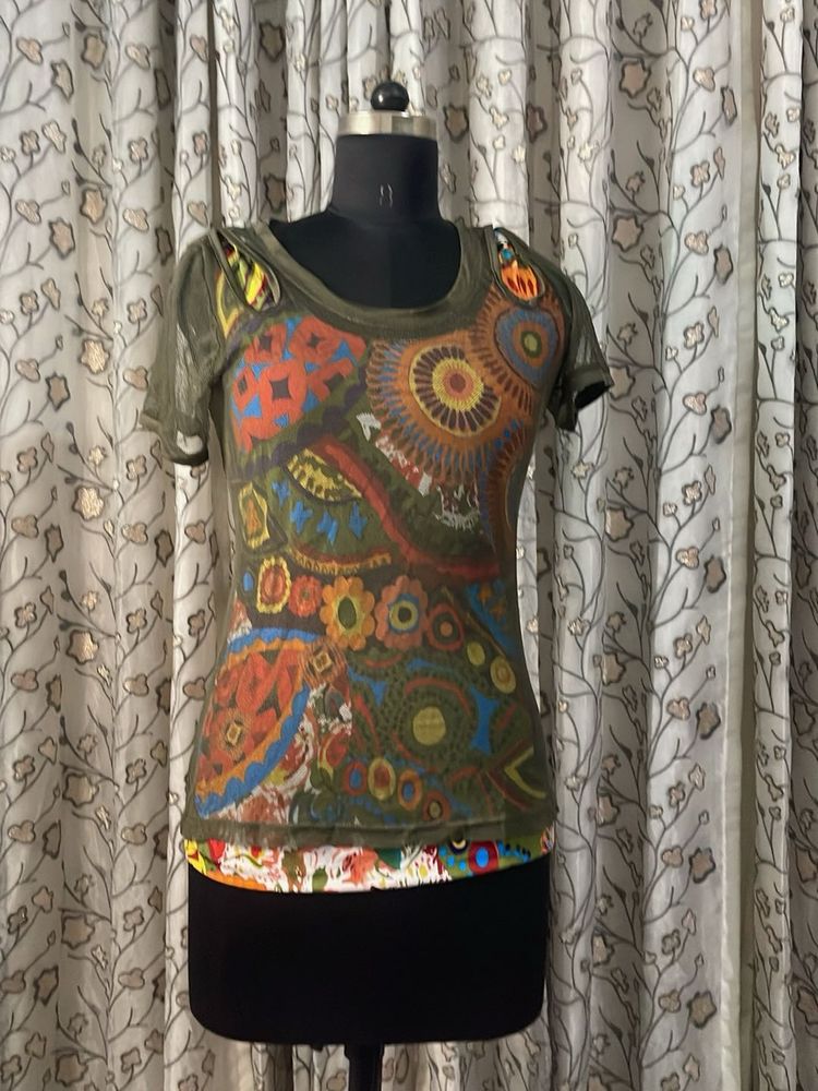 Boho Patterned Short Sleeve Top
