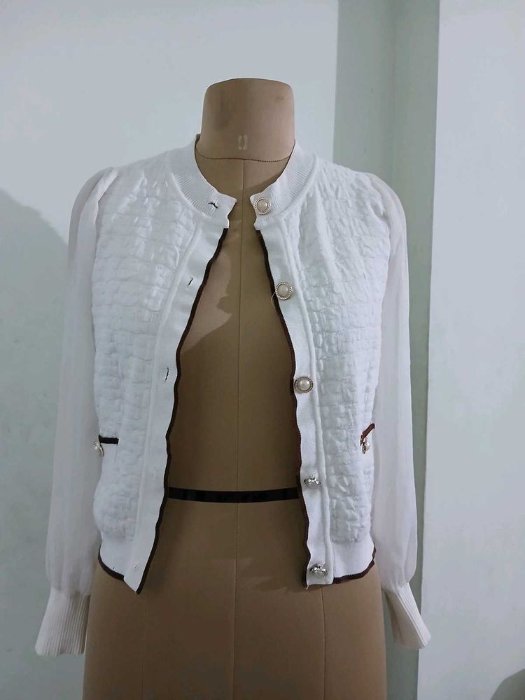 Elegant White Knit Cardigan