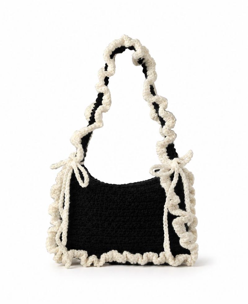 The Coquette Ruffle Crochet Shoulder Bag
