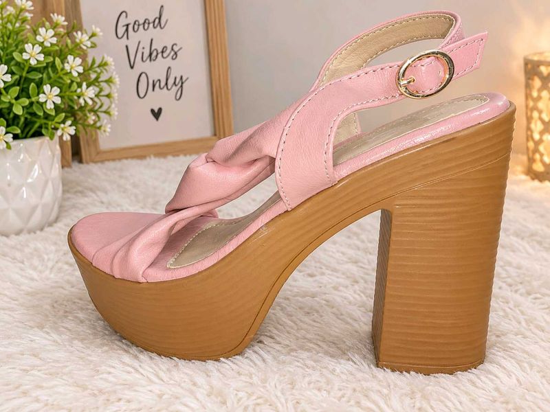 Pink Platform Chunky Heels