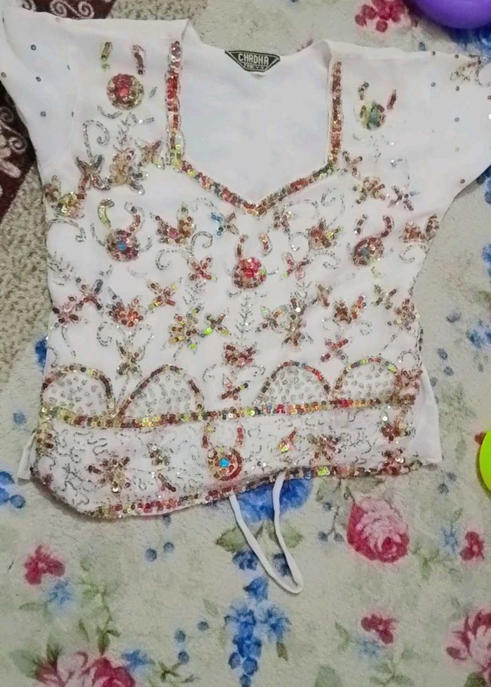Embellished White Ethnic Blouse