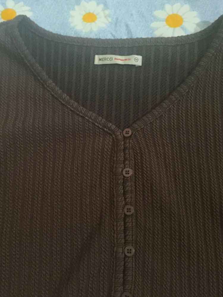 Comfortable Brown Button-Up Top