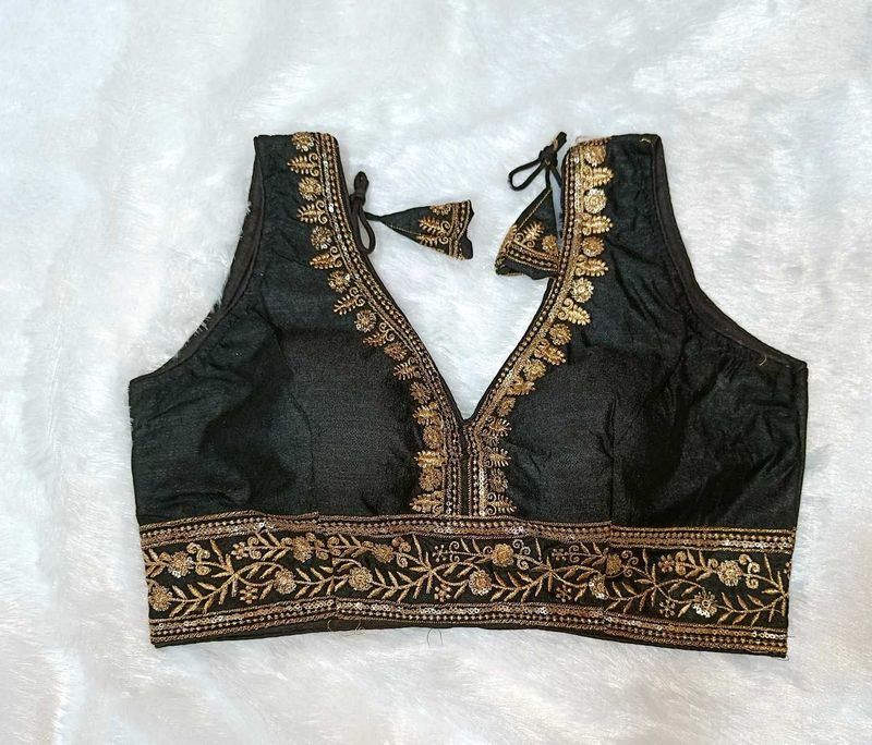 Black South Silk Blouse