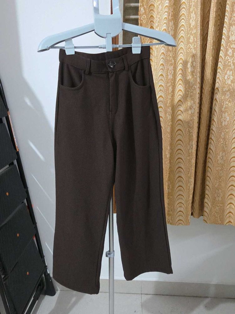 Brown Wide-Leg Trousers