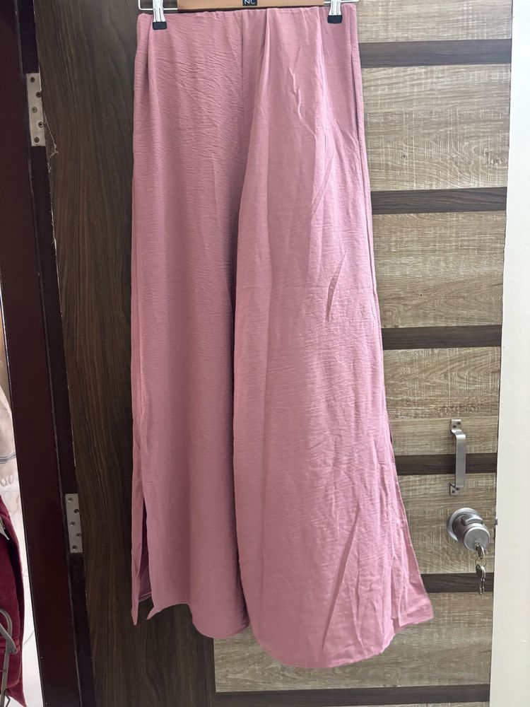 wide leg hammered poly pants