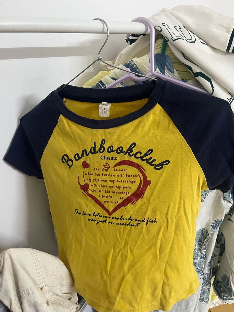 Baby tee, aesthetic yellow top