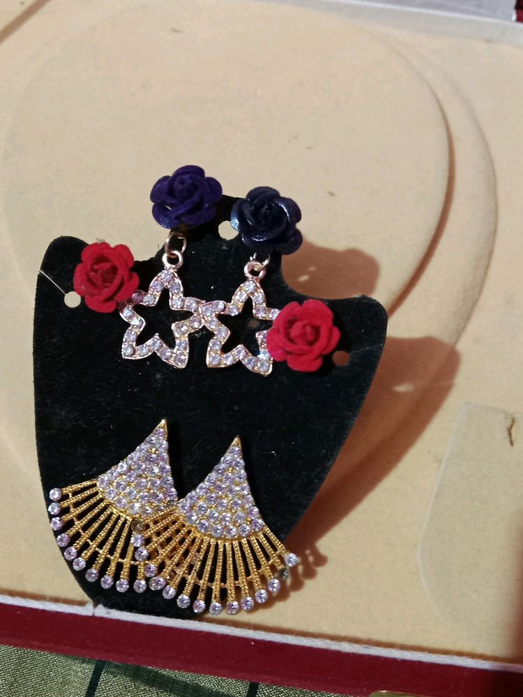 Rose &amp; Star Drop Earrings