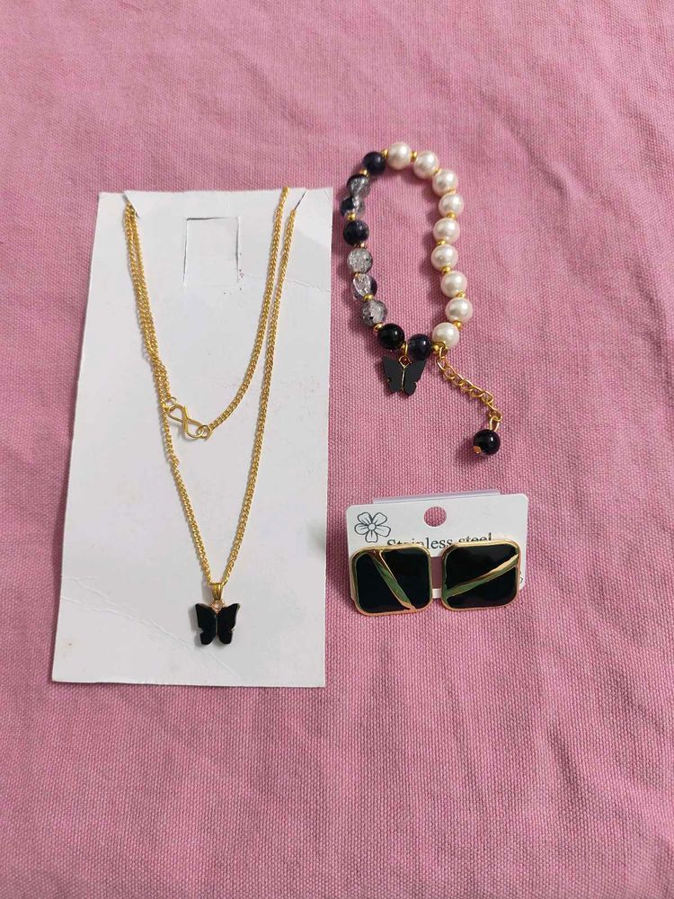 Butterfly Necklace Bracelet &amp; Earrings Set