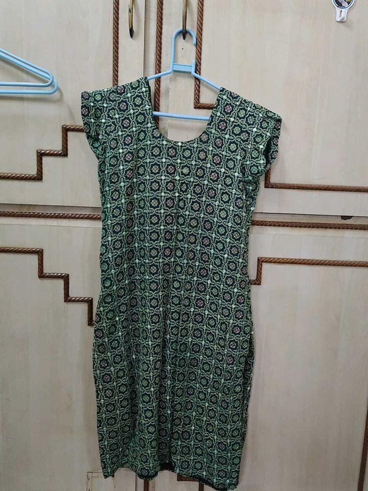 Green Geometric Print Dress