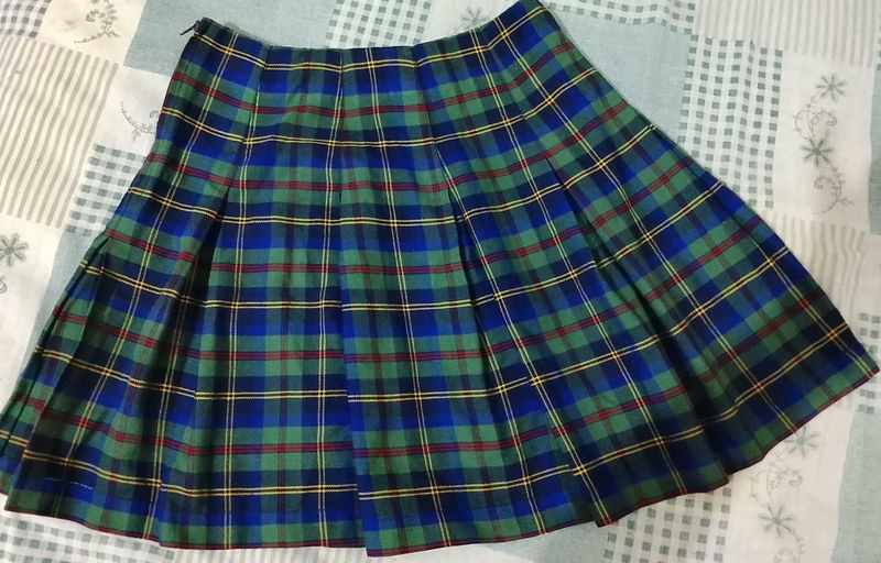 Plaid Pleated Mini Skirt