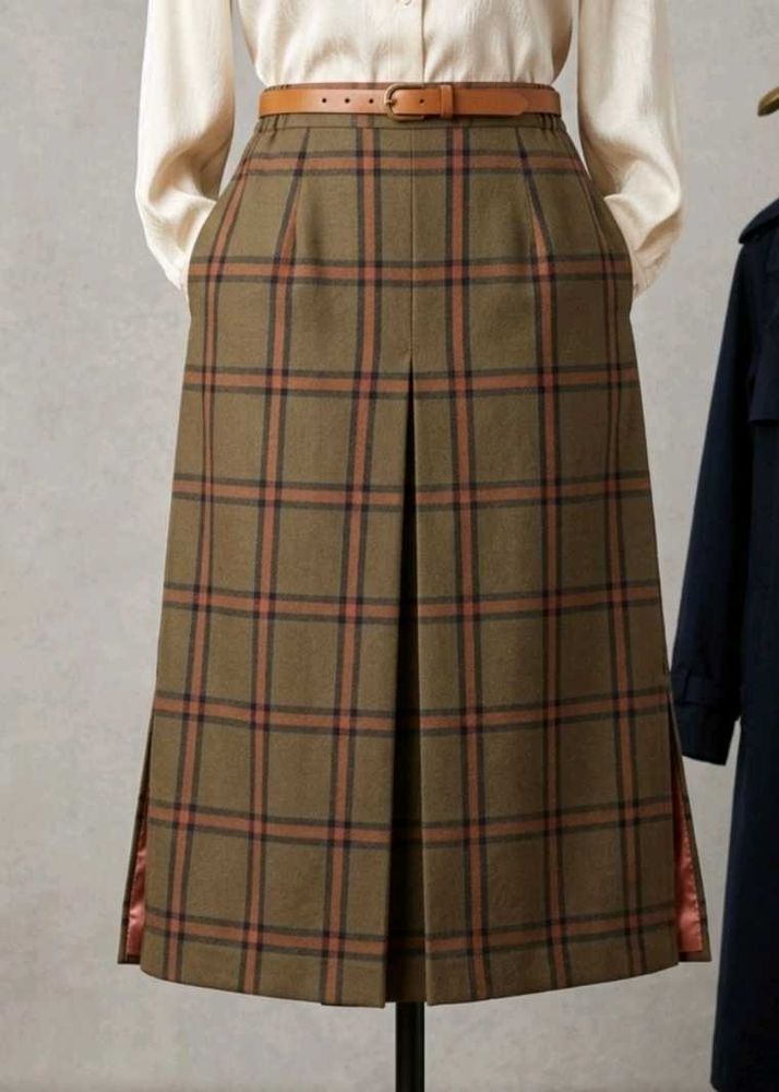 vintage "o pas" Brown Plaid Pencil Skirt