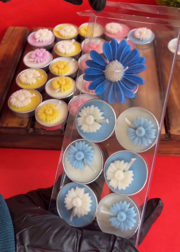 Flower Tealight Candles - Blue colour