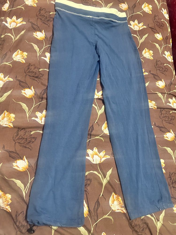 Blue Yoga Pants with Yellow Trim