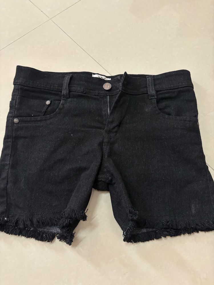 Black Denim Cut-Off Shorts