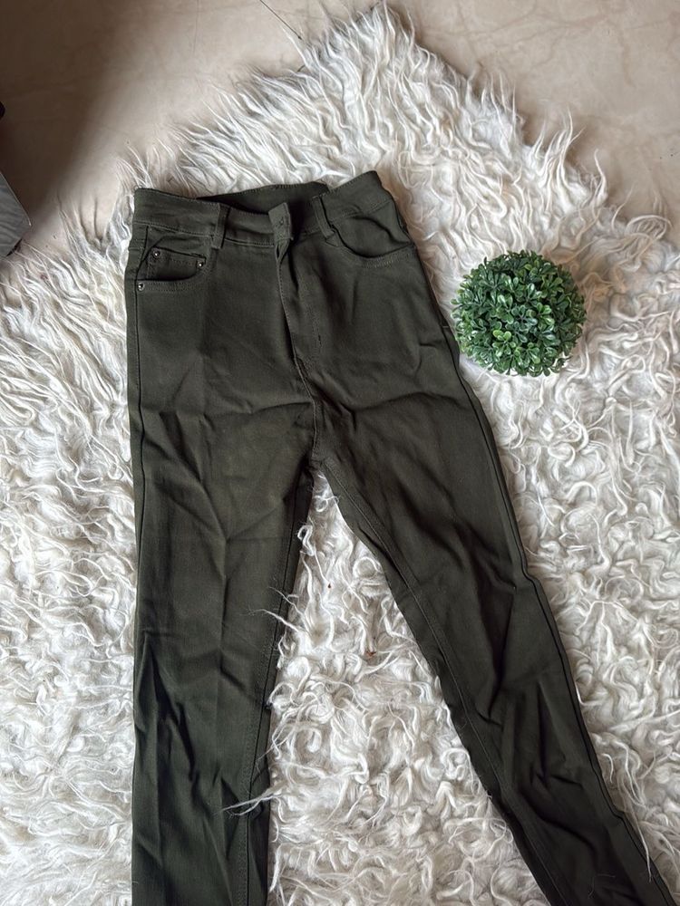 Olive Green Skinny Fit Pants