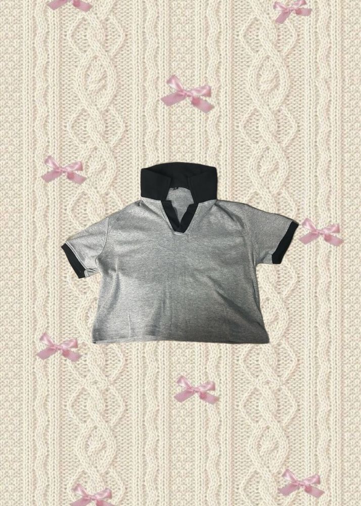 Vintage Grey Contrast Polo Shirt