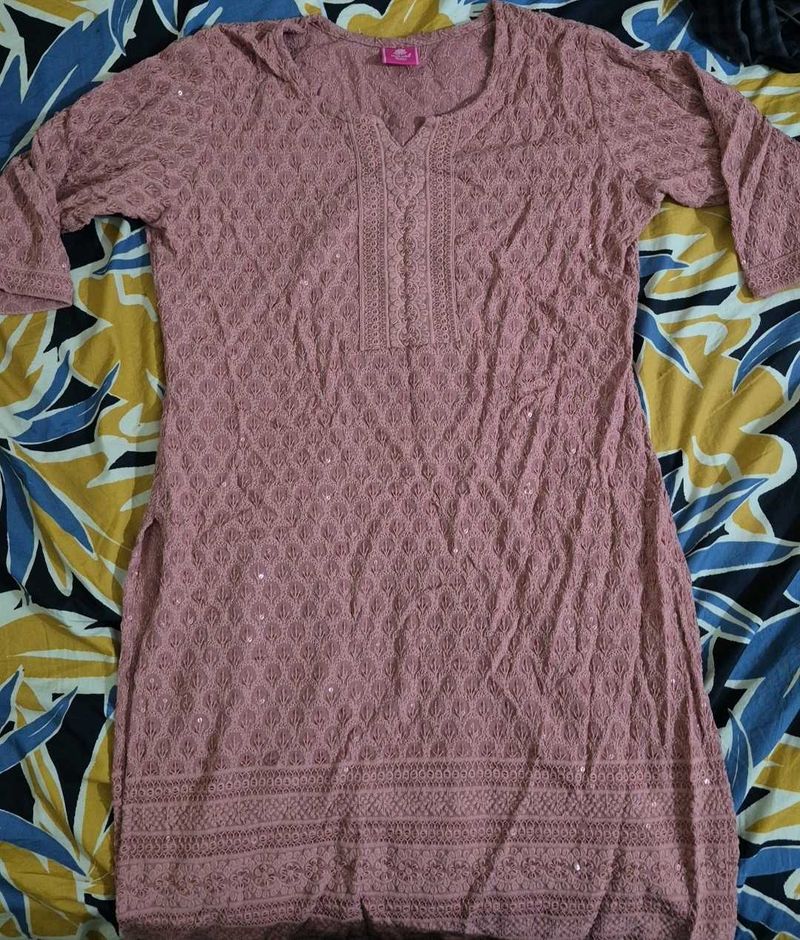 Dusky Pink Embroidered Kurta