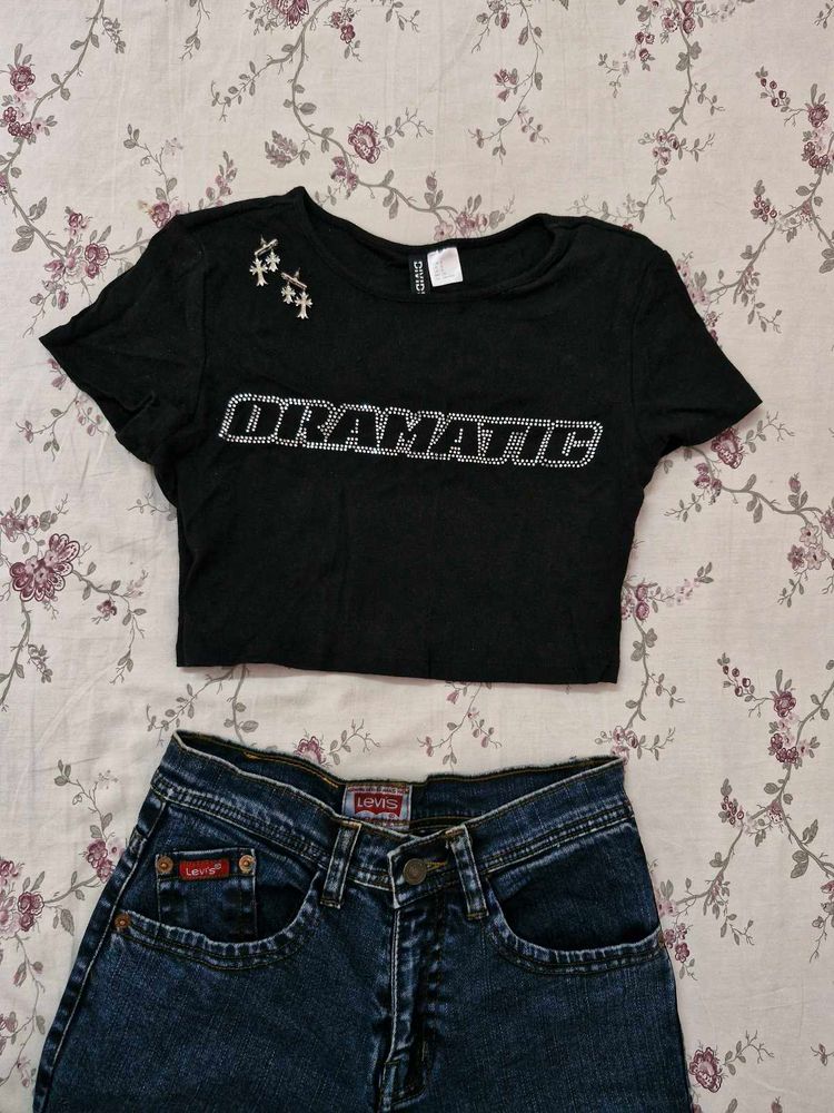 Sparkly "DRAMATIC" Crop Top