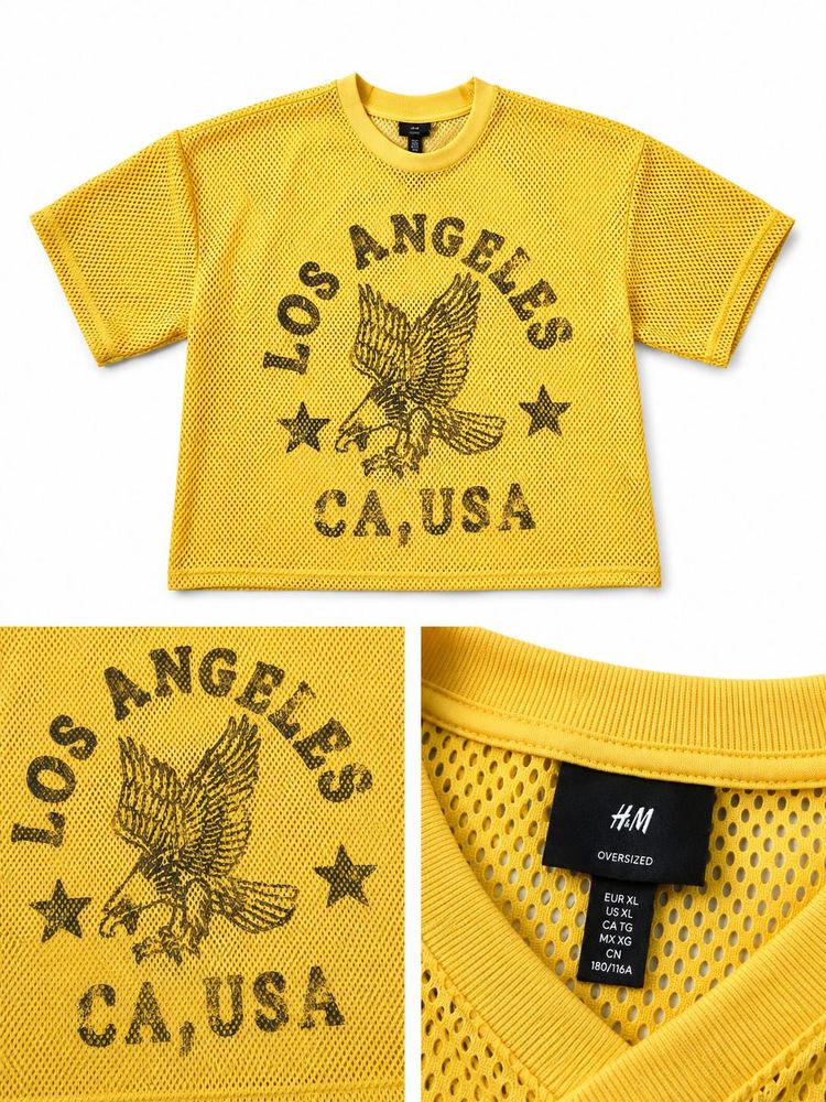 h&amp;m Yellow Los Angeles Graphic T-Shirt