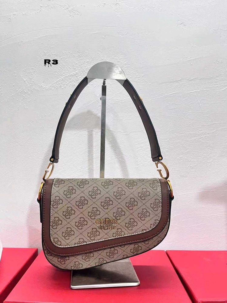 Guess Shoulder Bag Monogram Brown